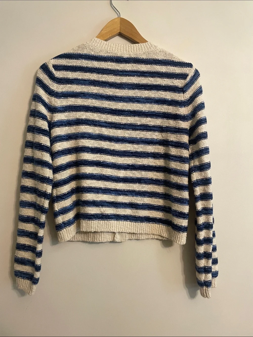 J.Crew Factory Striped Cardigan Sweater Women Size S  Blue White Cotton Button